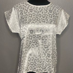 White satin cheetah shirt